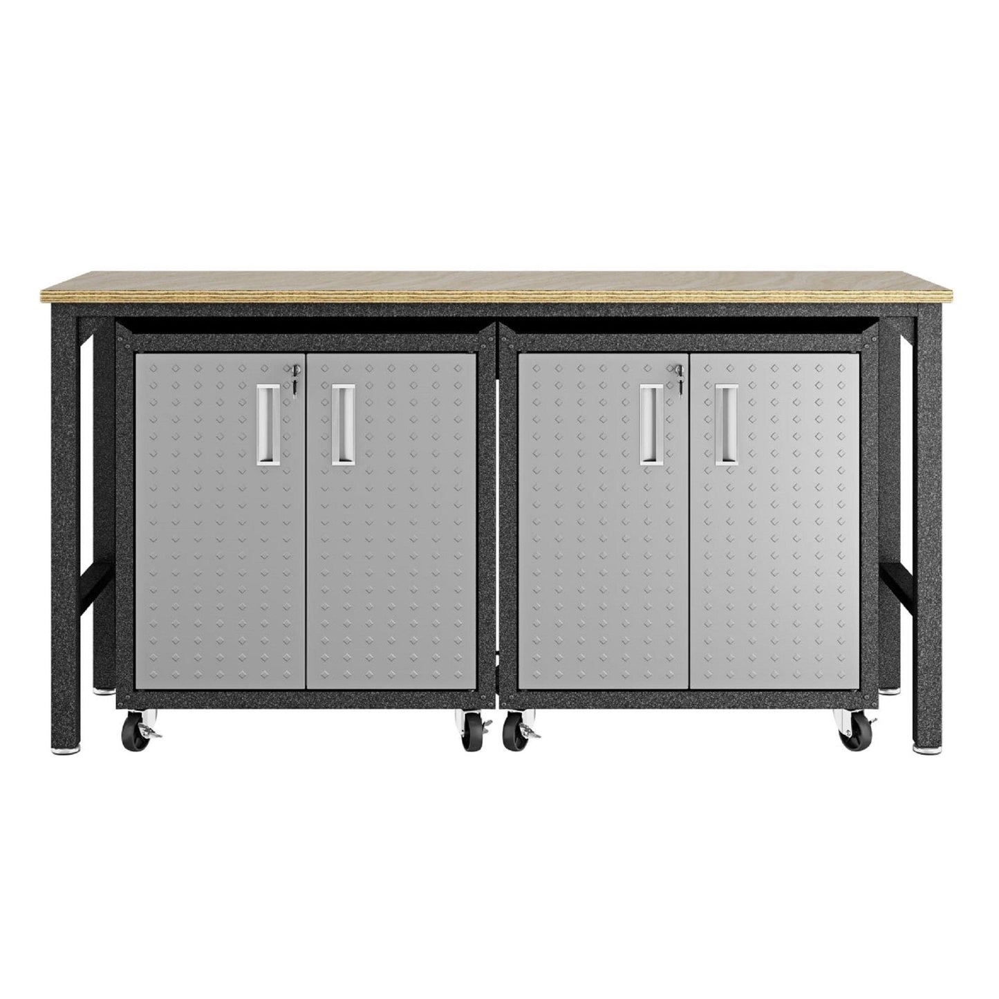 Fortress 3-Piece Mobile Space-Saving Steel Garage Cabinet and Worktable 1.0