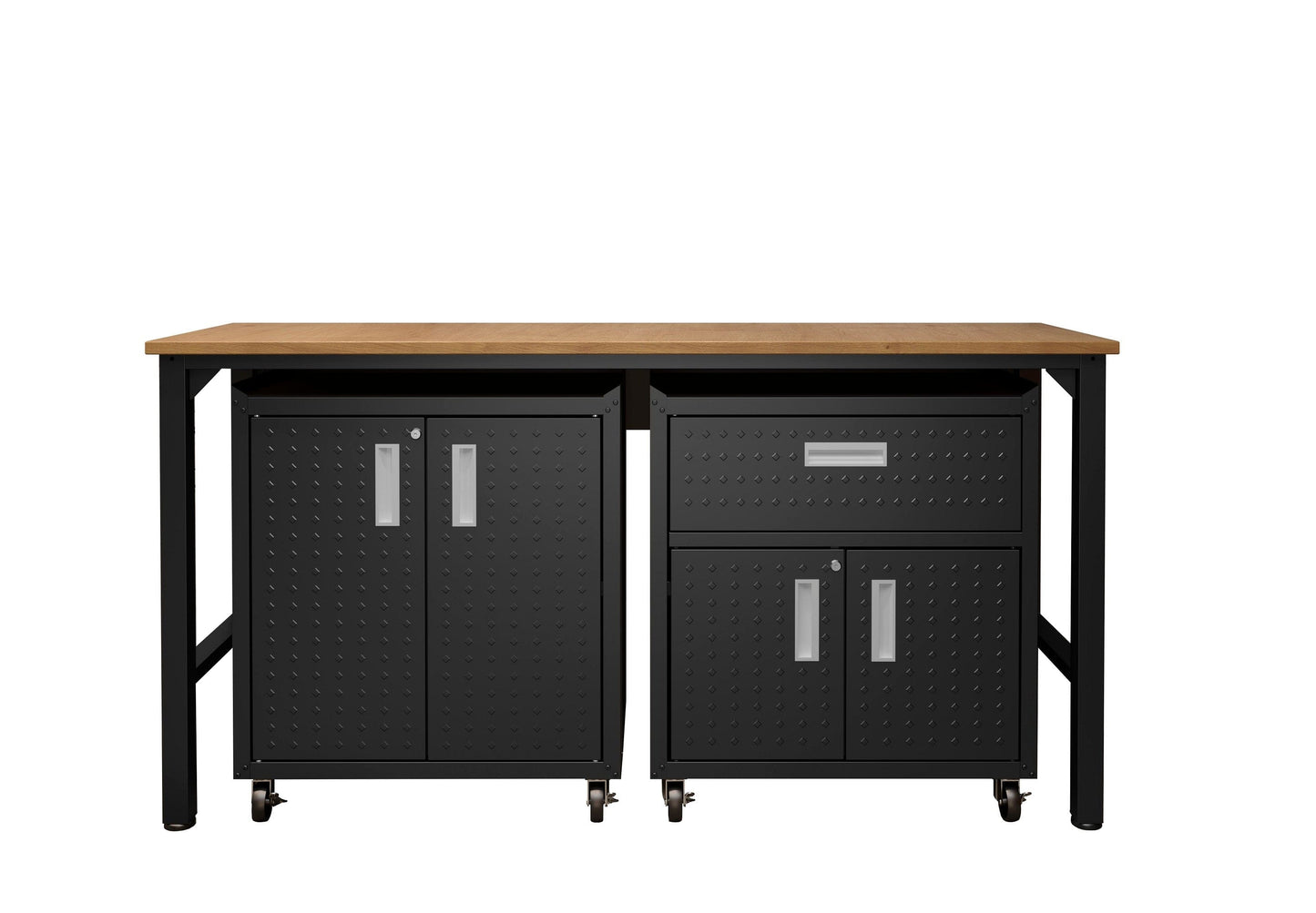Fortress 3-Piece Mobile Space-Saving Steel Garage Cabinet and Worktable 2.0