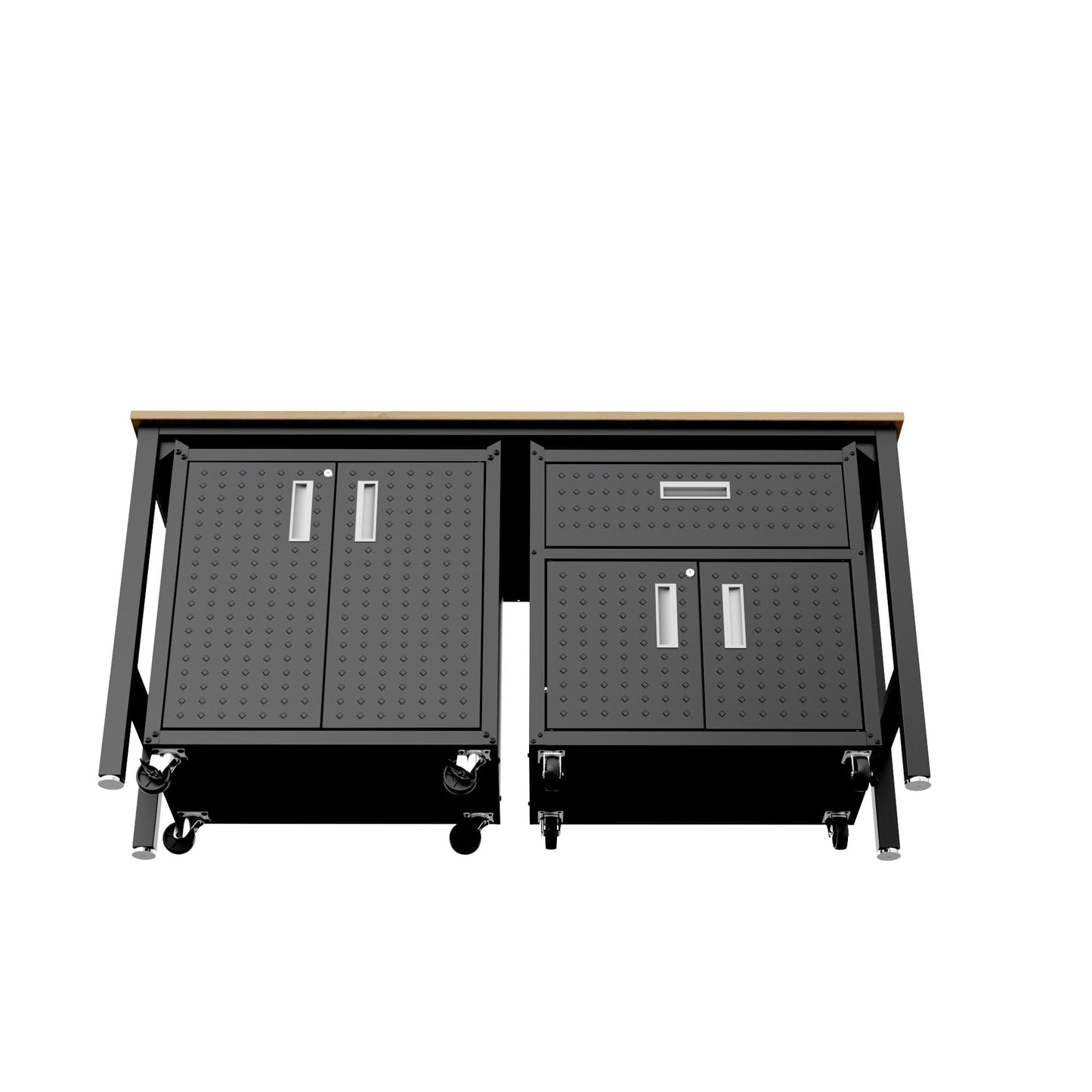 Fortress 3-Piece Mobile Space-Saving Steel Garage Cabinet and Worktable 2.0