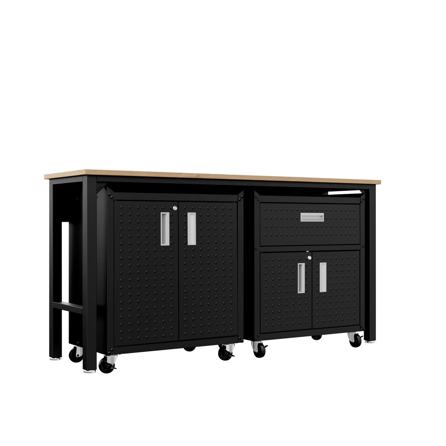 Fortress 3-Piece Mobile Space-Saving Steel Garage Cabinet and Worktable 2.0