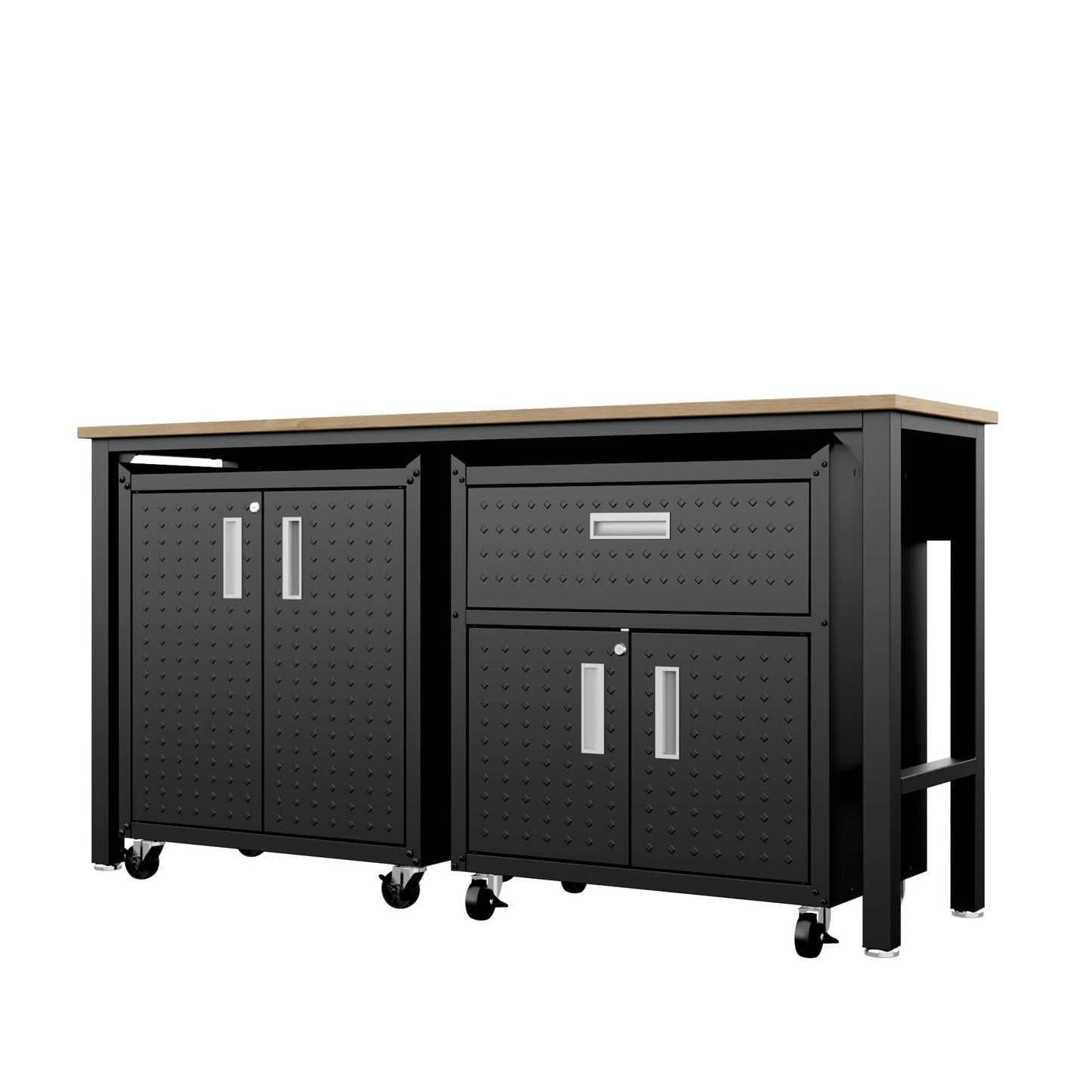 Fortress 3-Piece Mobile Space-Saving Steel Garage Cabinet and Worktable 2.0