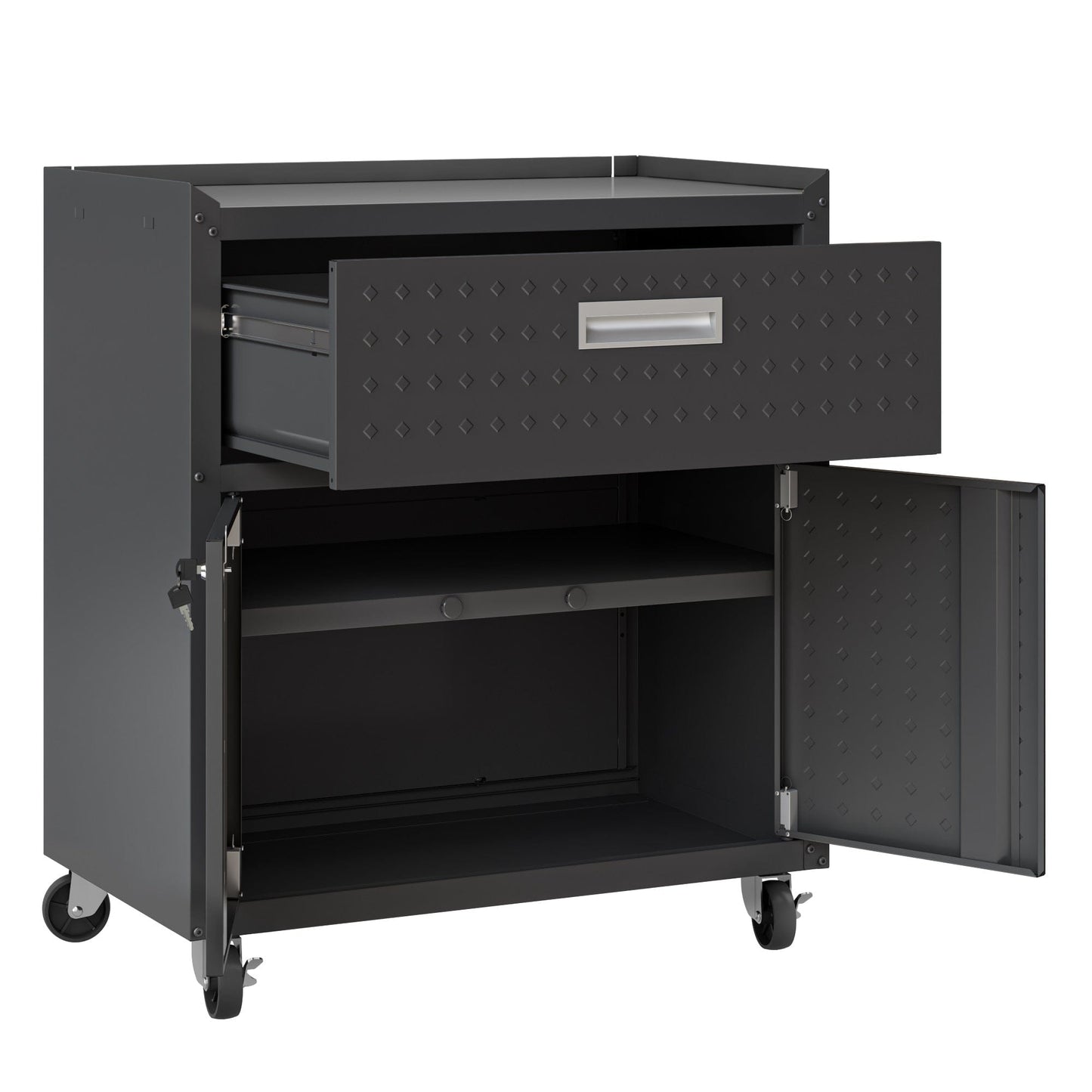 Fortress 3-Piece Mobile Space-Saving Steel Garage Cabinet and Worktable 2.0