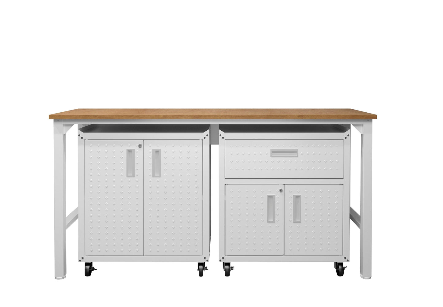 Fortress 3-Piece Mobile Space-Saving Steel Garage Cabinet and Worktable 2.0