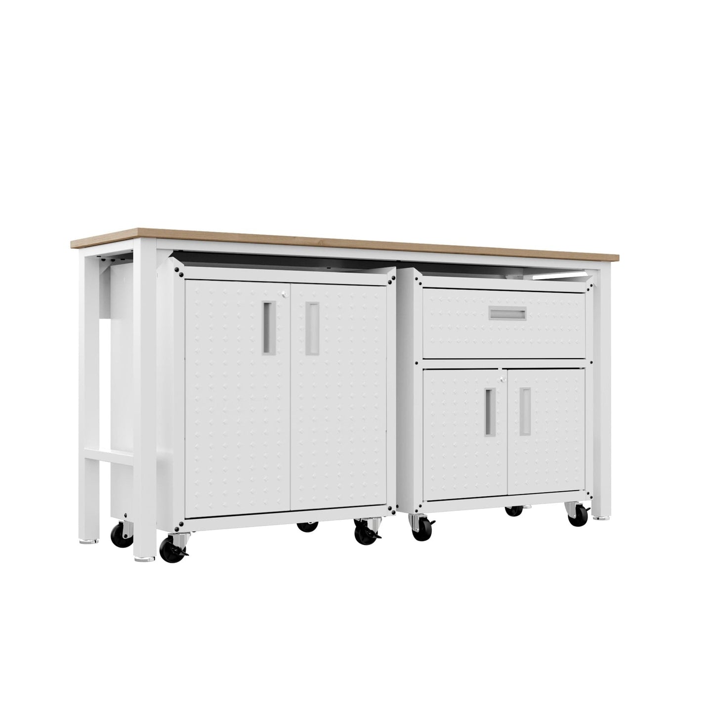 Fortress 3-Piece Mobile Space-Saving Steel Garage Cabinet and Worktable 2.0