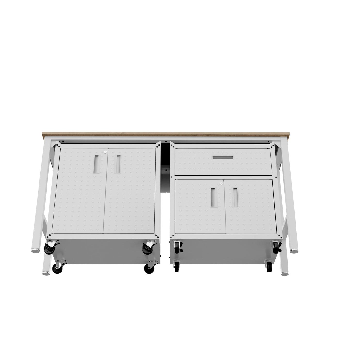 Fortress 3-Piece Mobile Space-Saving Steel Garage Cabinet and Worktable 2.0