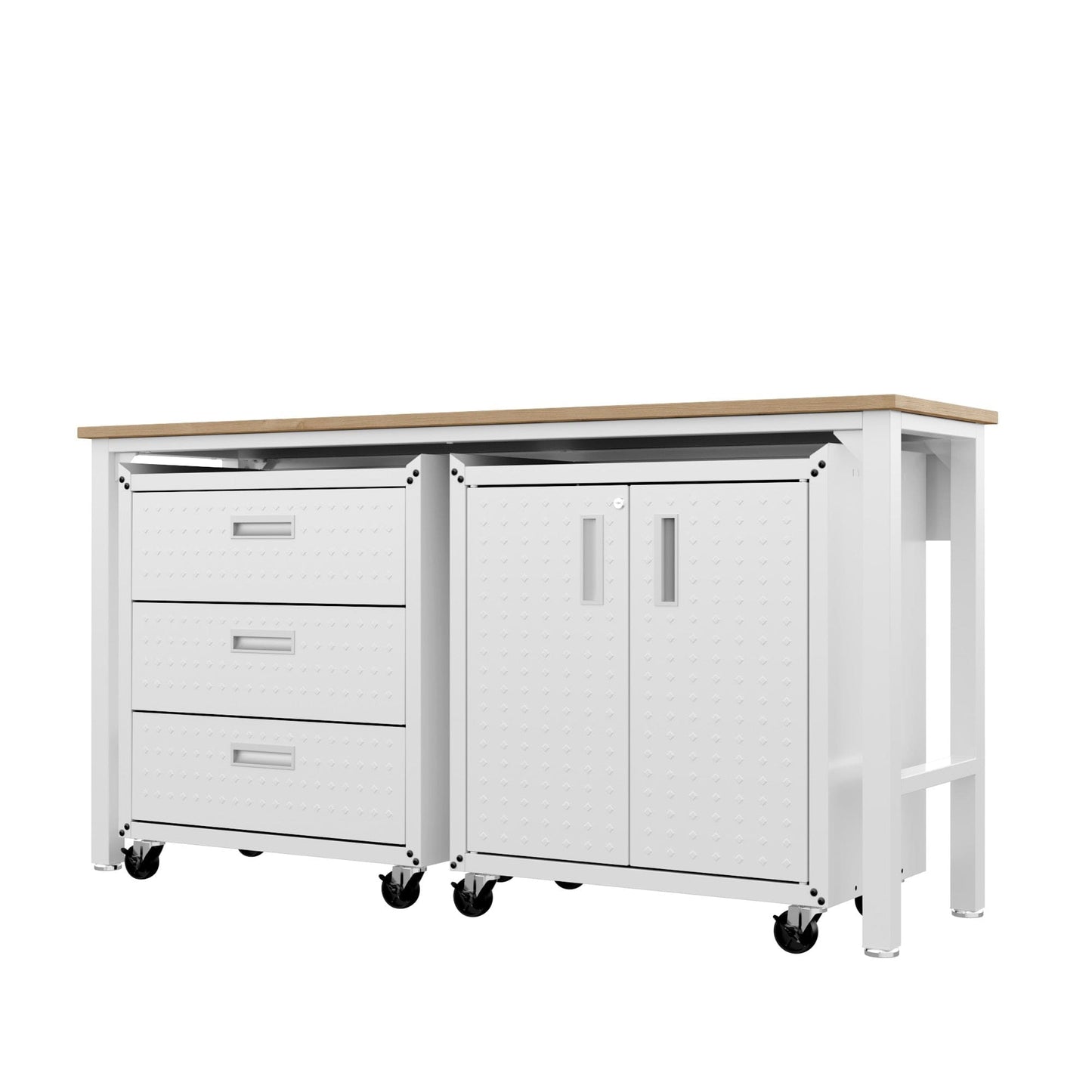 Fortress 3-Piece Mobile Space-Saving Steel Garage Cabinet and Worktable 3.0