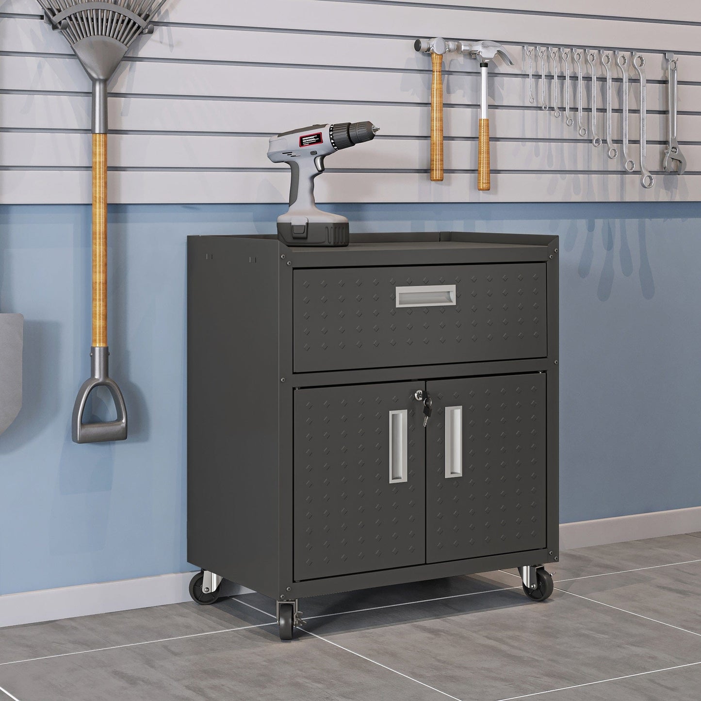 Fortress 3-Piece Mobile Space-Saving Steel Garage Cabinet and Worktable 4.0
