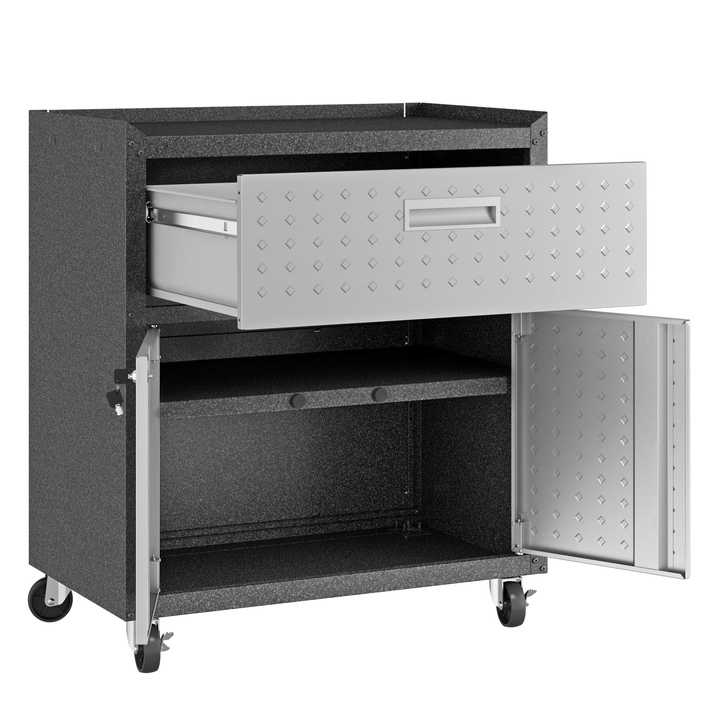 Fortress 3-Piece Mobile Space-Saving Steel Garage Cabinet and Worktable 4.0