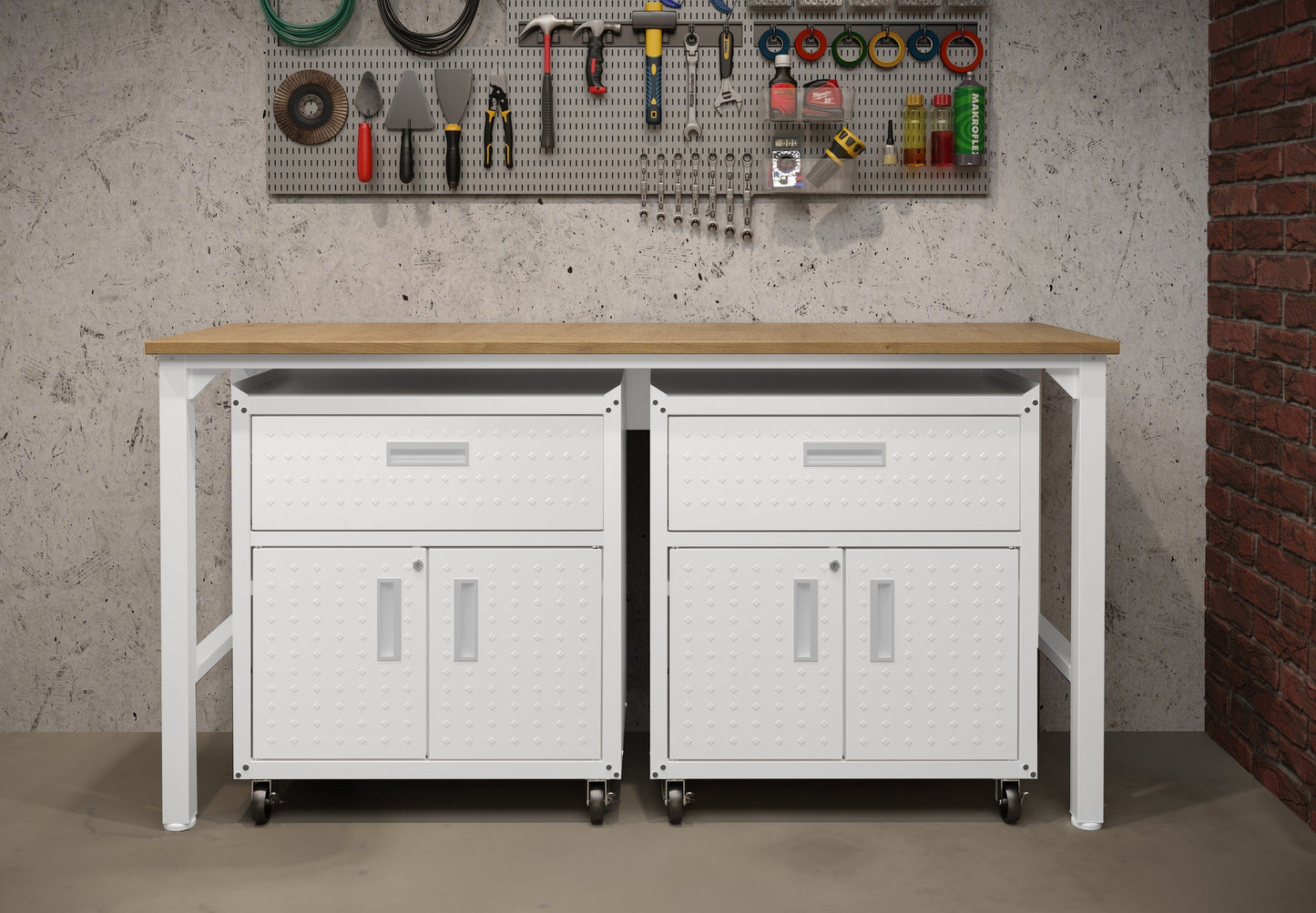 Fortress 3-Piece Mobile Space-Saving Steel Garage Cabinet and Worktable 4.0