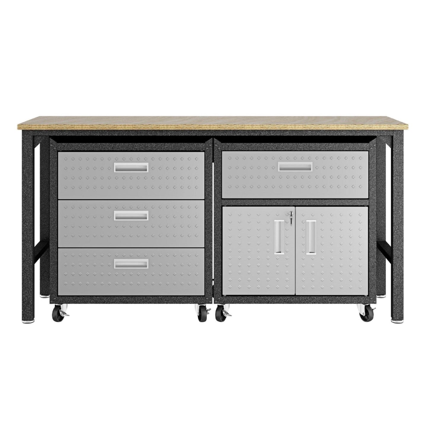 Fortress 3-Piece Mobile Space-Saving Steel Garage Cabinet and Worktable 5.0