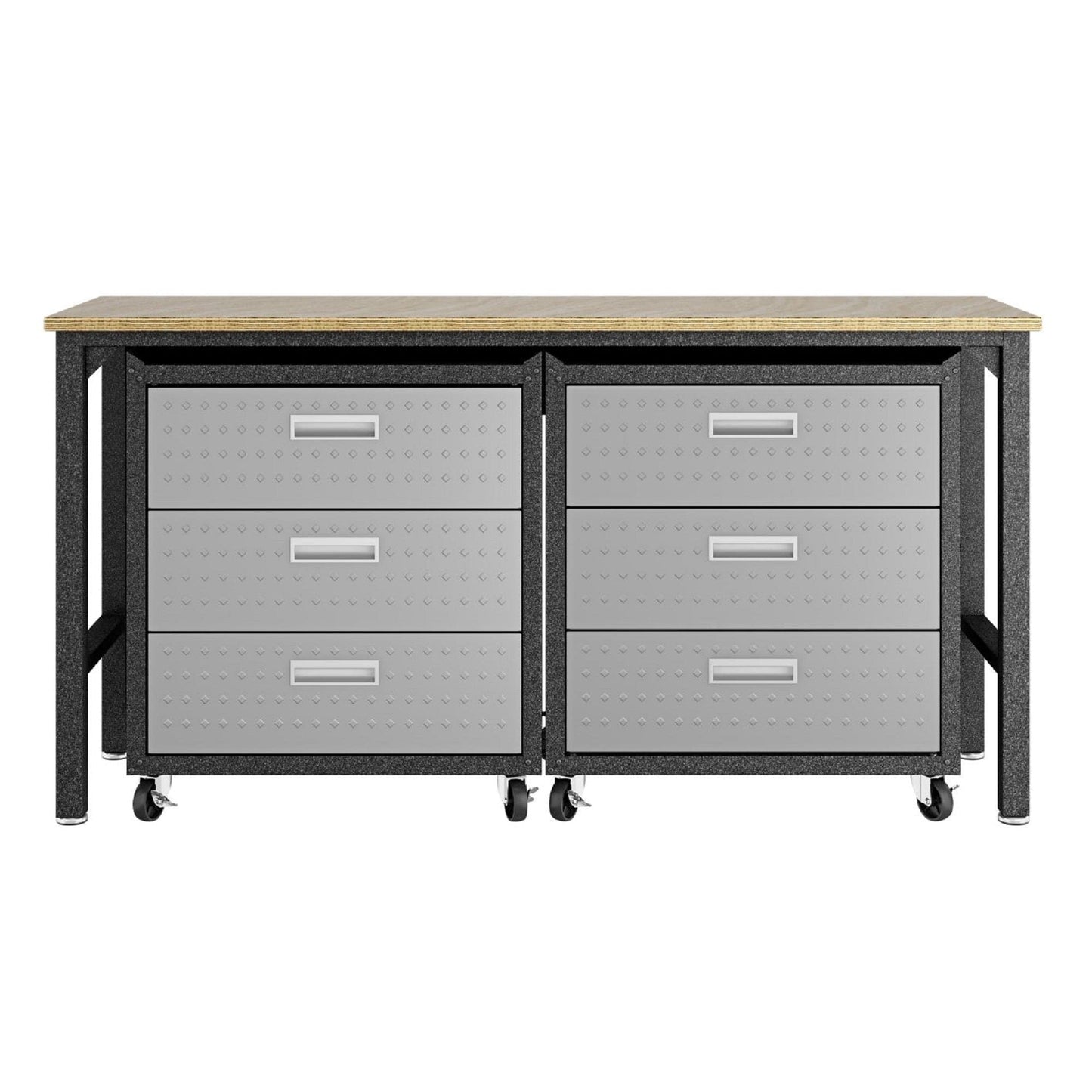 Fortress 3-Piece Mobile Space-Saving Steel Garage Cabinet and Worktable 6.0