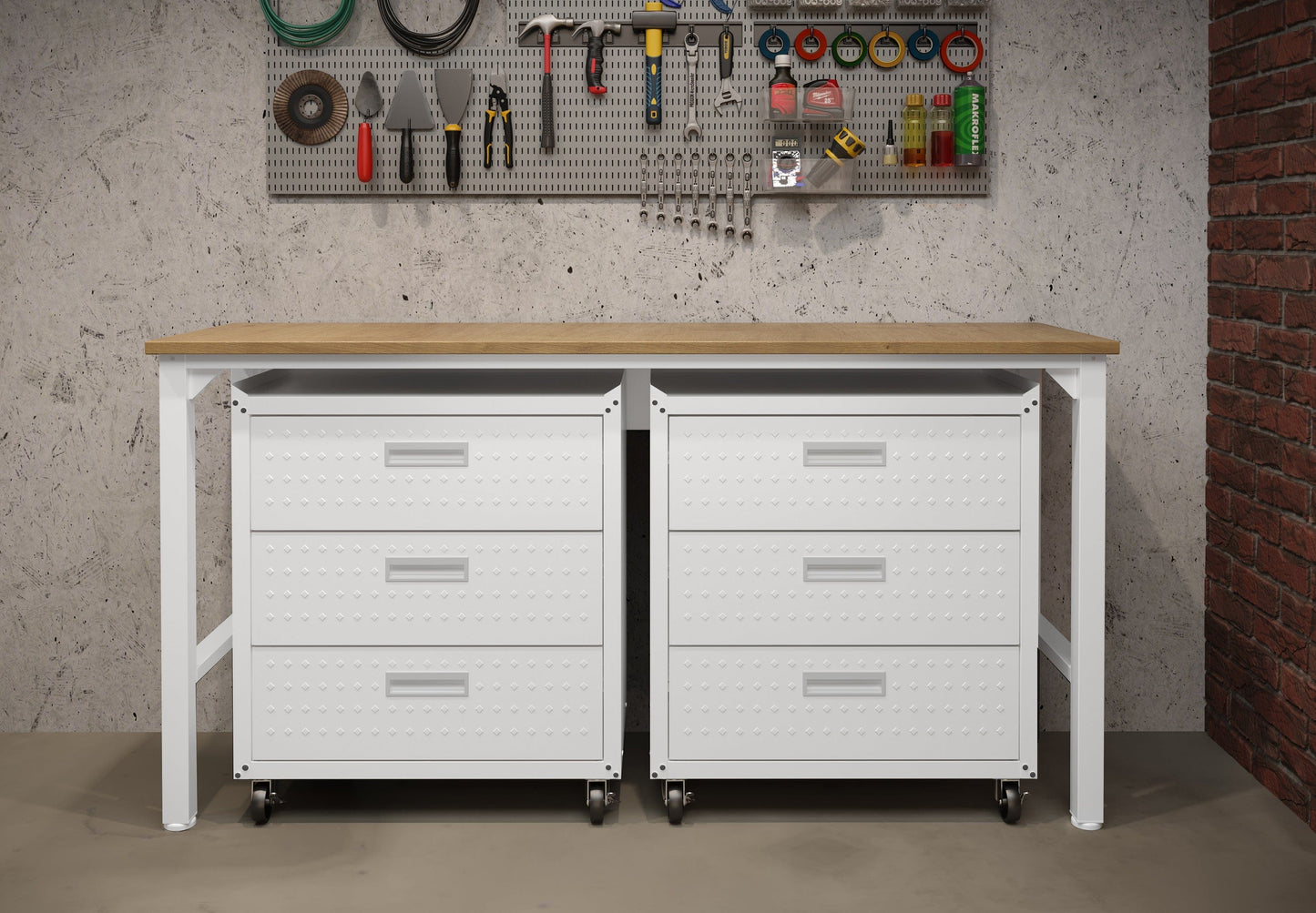Fortress 3-Piece Mobile Space-Saving Steel Garage Cabinet and Worktable 6.0