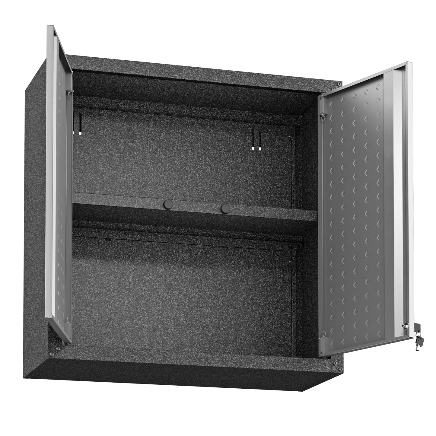 Fortress 30" Floating Textured Metal Garage Cabinet with Adjustable Shelves - Set of 2