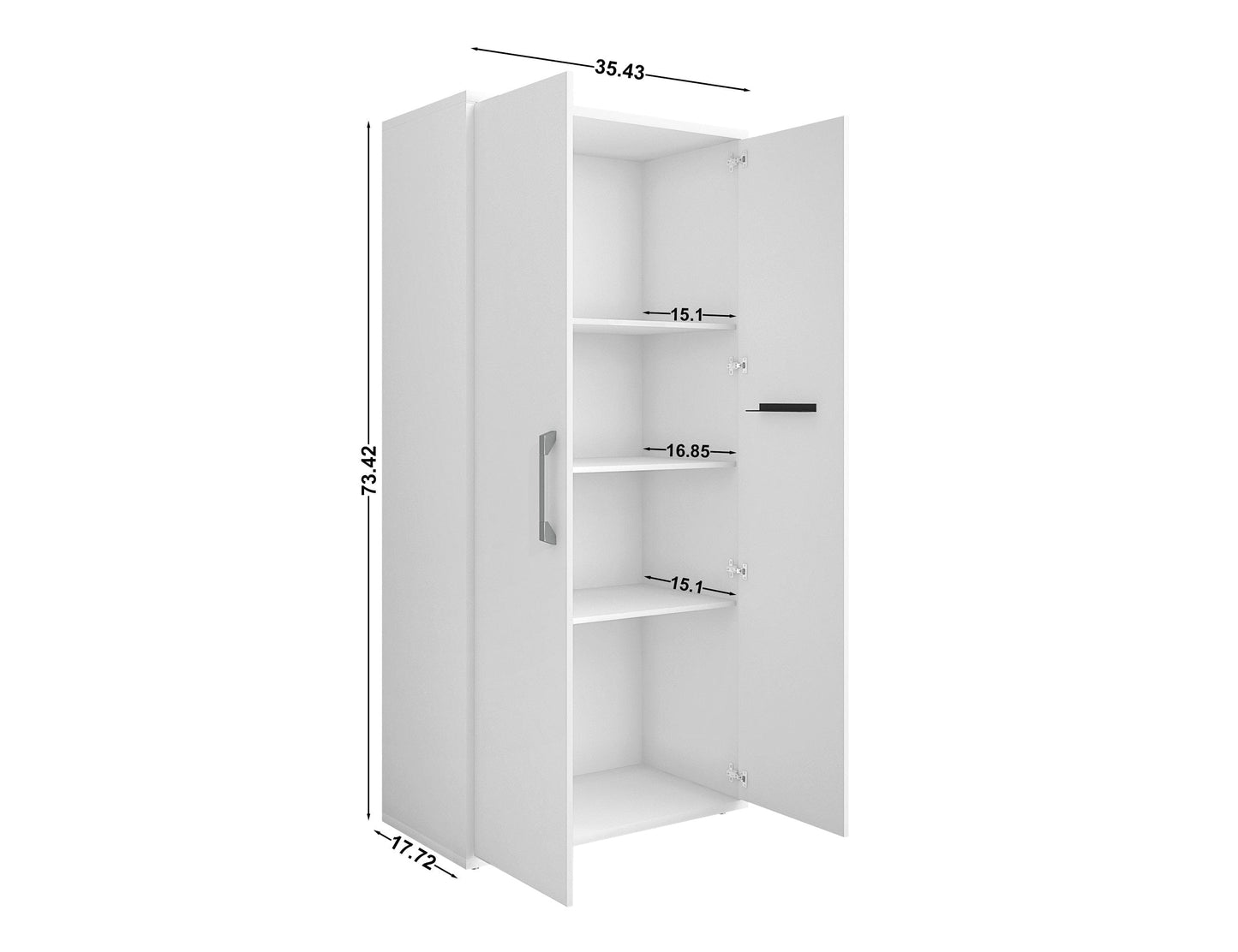 Eiffel 73.43" Garage Cabinet with 4 Adjustable Shelves