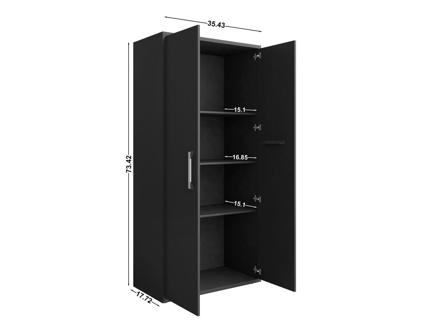 Eiffel 73.43" Garage Cabinet with 4 Adjustable Shelves