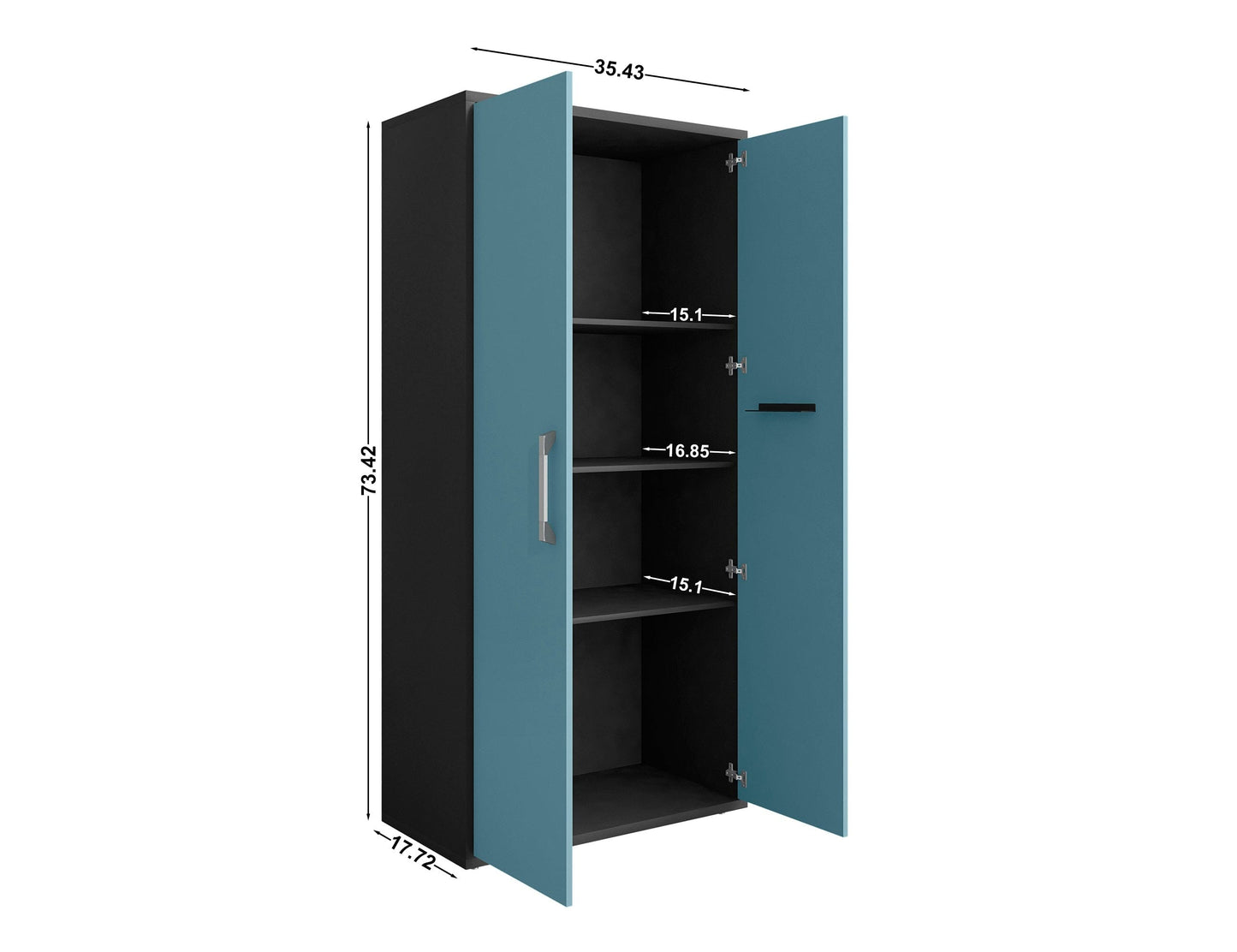 Eiffel 73.43" Garage Cabinet with 4 Adjustable Shelves