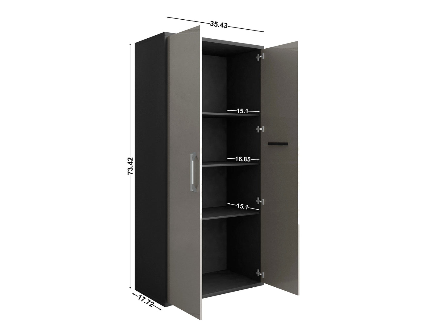 Eiffel 73.43" Garage Cabinet with 4 Adjustable Shelves
