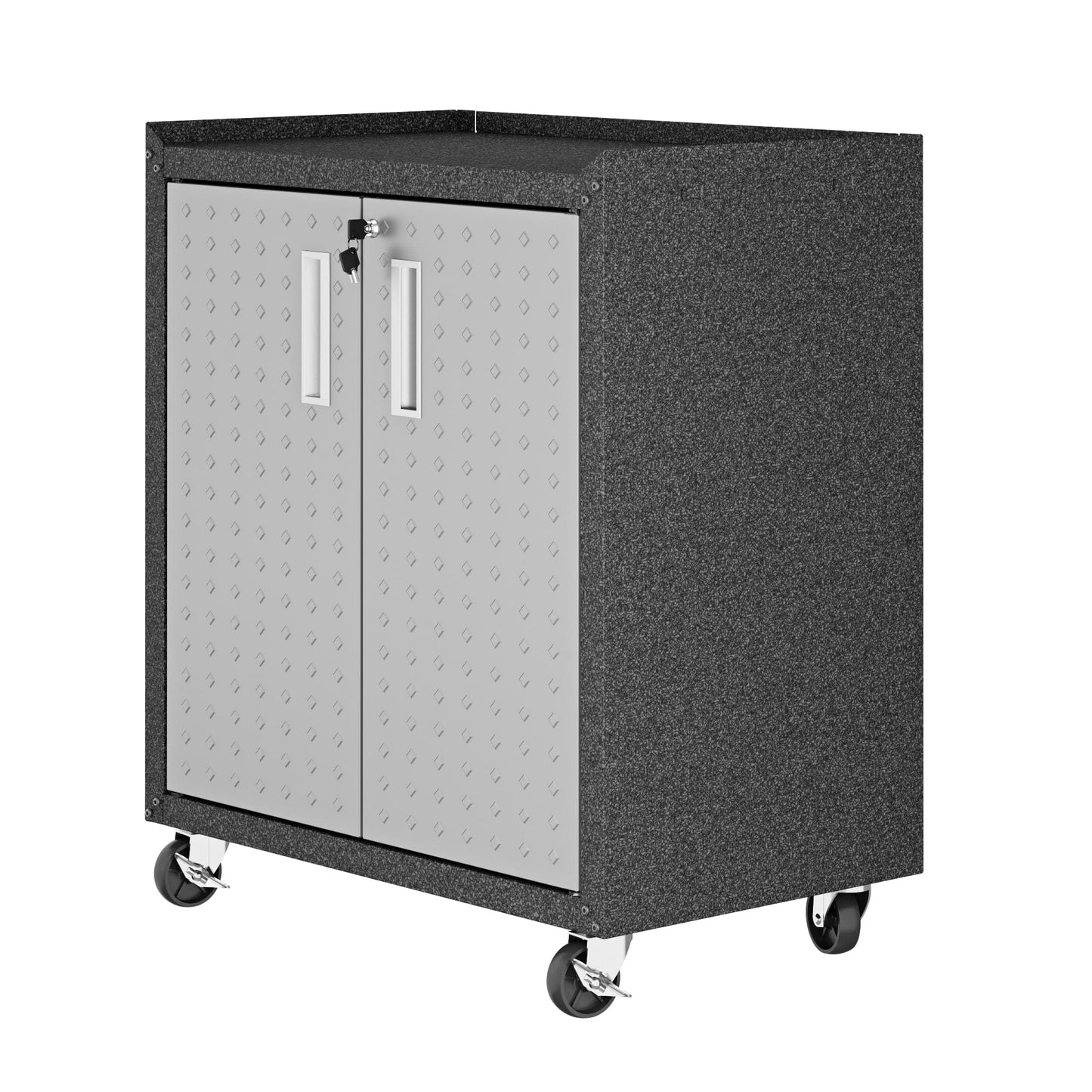 Fortress Textured Metal 31.5" Garage Mobile Cabinet with 2 Adjustable Shelves
