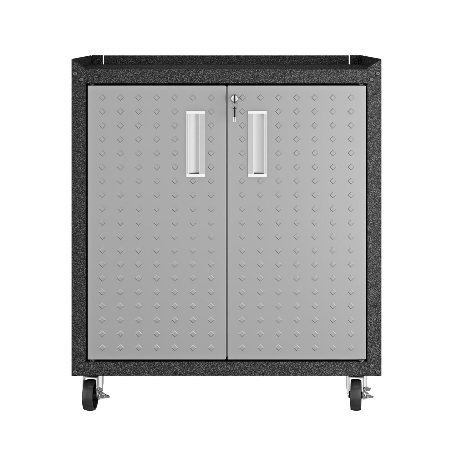 Fortress Textured Metal 31.5" Garage Mobile Cabinet with 2 Adjustable Shelves