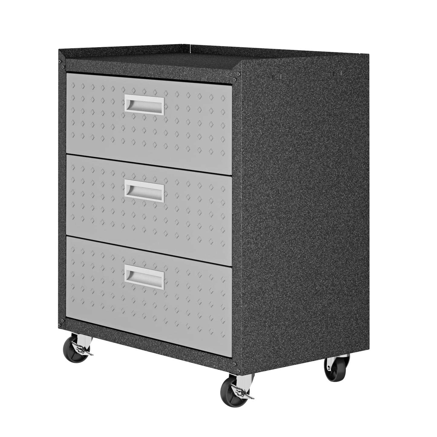 Fortress Textured Metal 31.5" Garage Mobile Chest with 3 Full Extension Drawers
