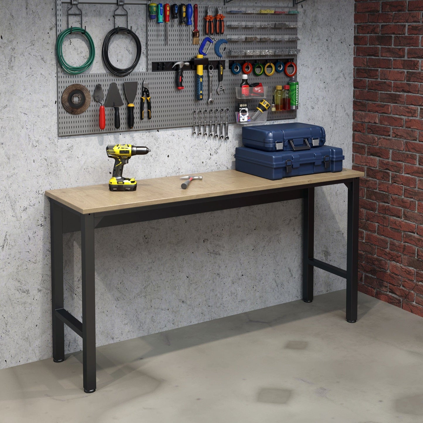 6-Piece Fortress Textured Garage Set with Cabinets, Wall Units and Table