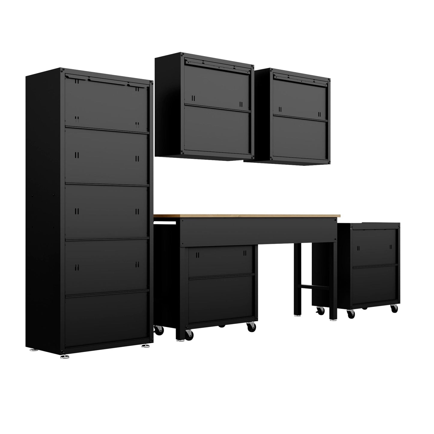 6-Piece Fortress Textured Garage Set with Cabinets, Wall Units and Table