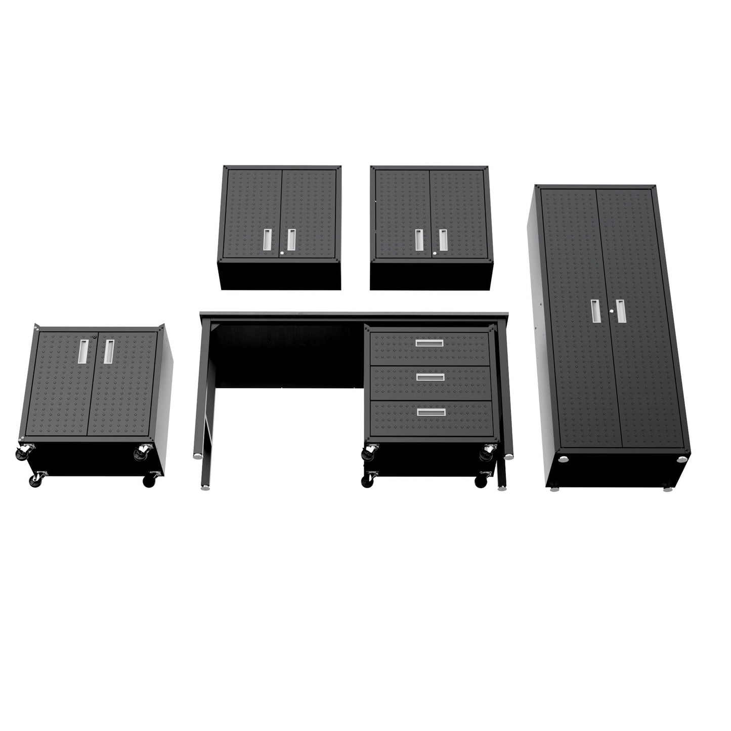 6-Piece Fortress Textured Garage Set with Cabinets, Wall Units and Table