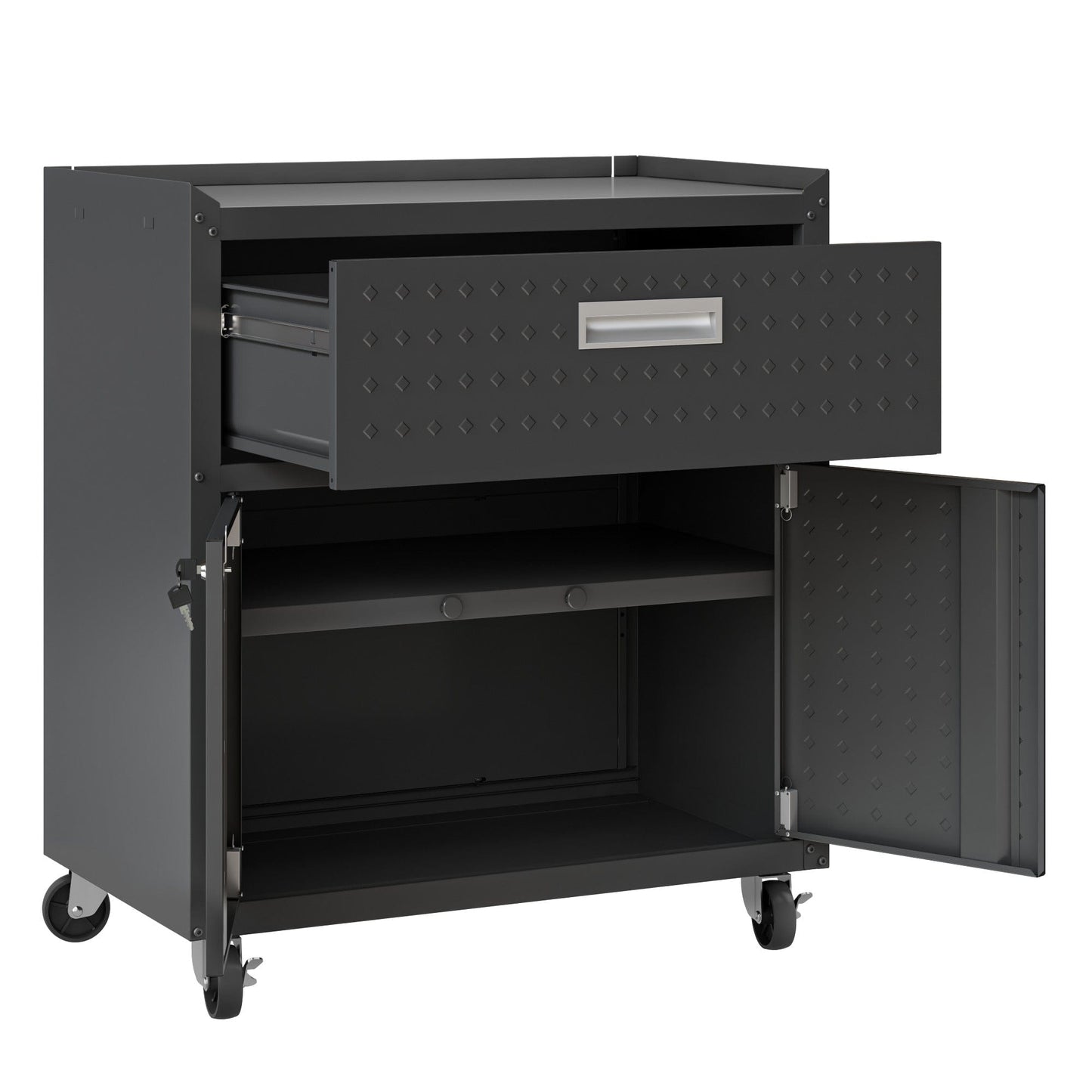 6-Piece Fortress Textured Garage Set with Cabinets, Wall Units and Table