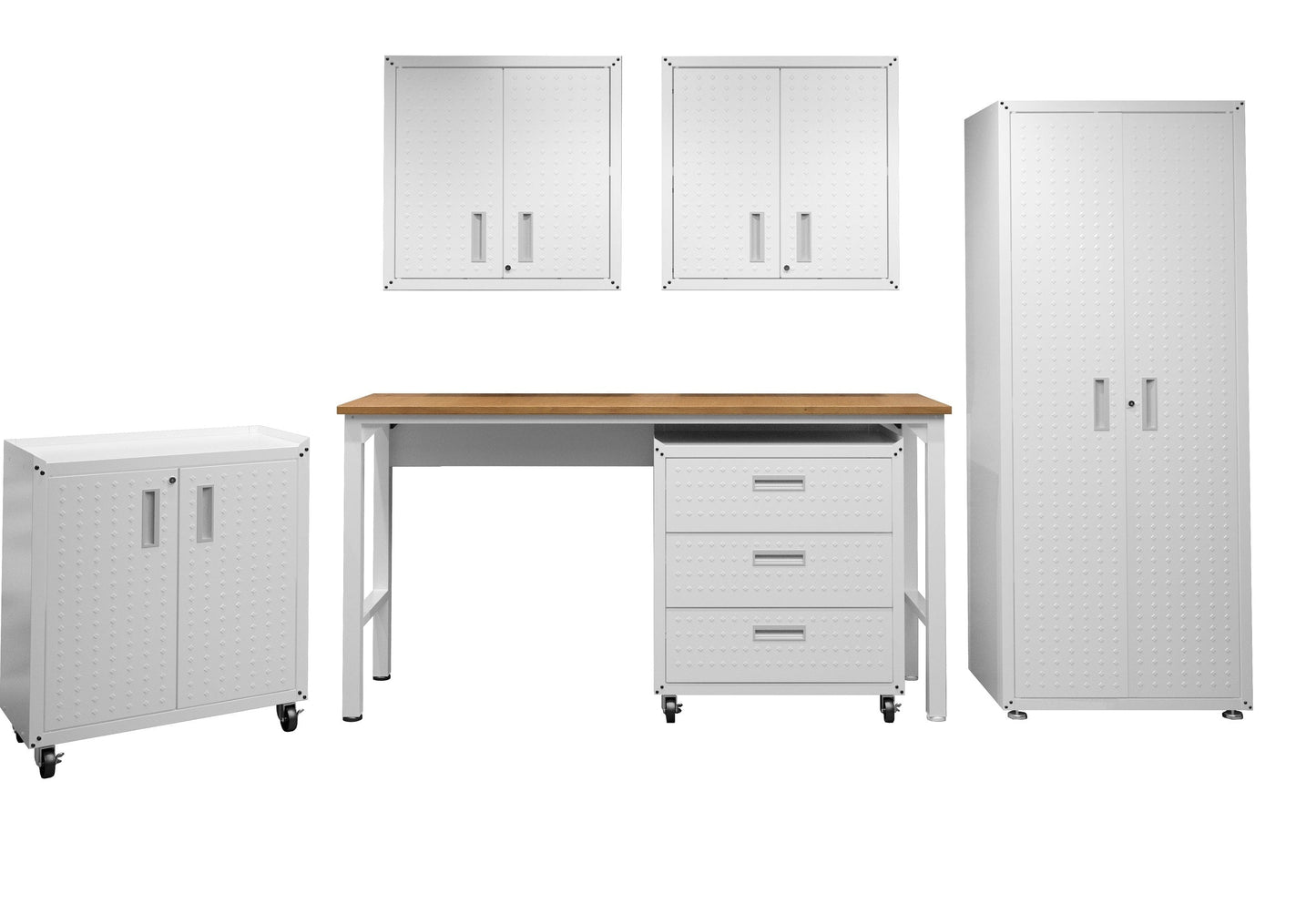 6-Piece Fortress Textured Garage Set with Cabinets, Wall Units and Table