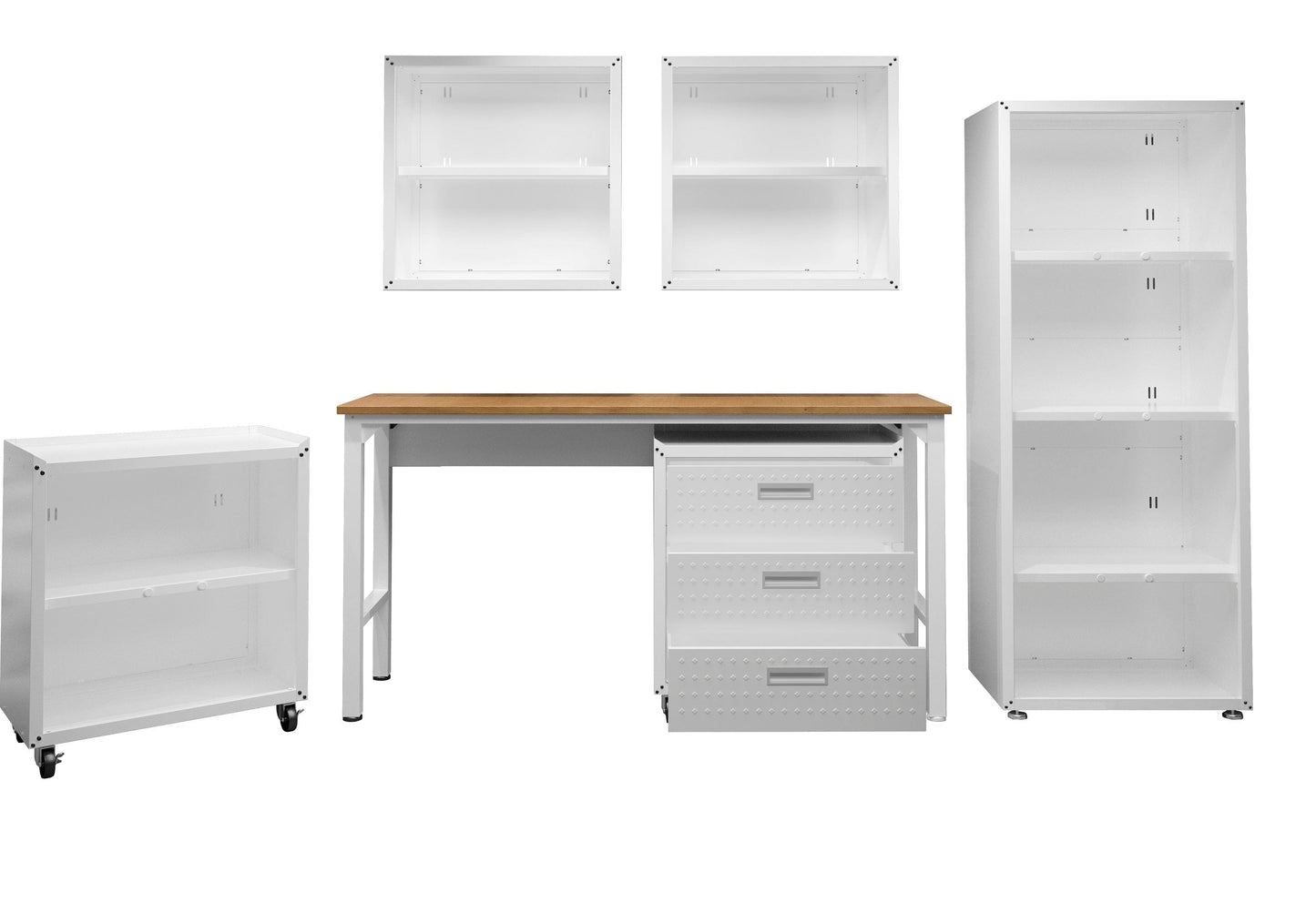 6-Piece Fortress Textured Garage Set with Cabinets, Wall Units and Table