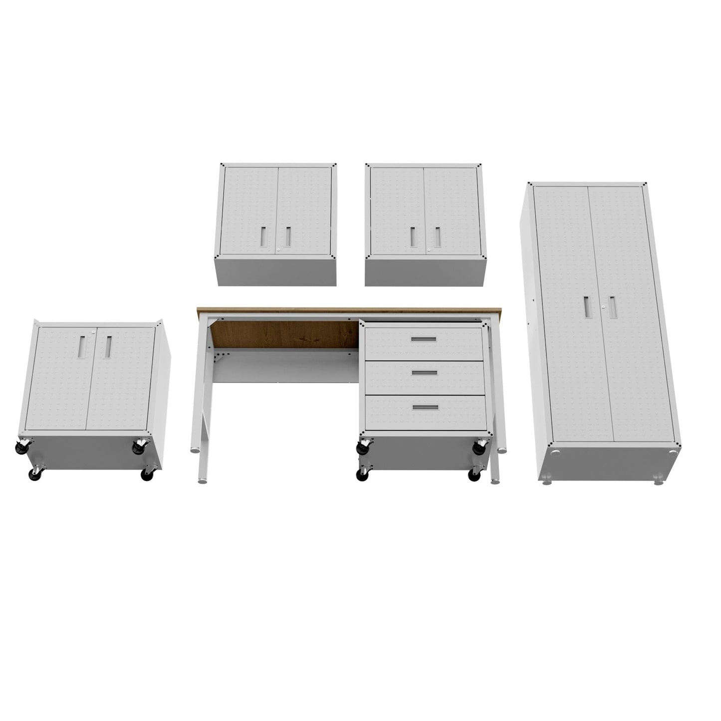 6-Piece Fortress Textured Garage Set with Cabinets, Wall Units and Table