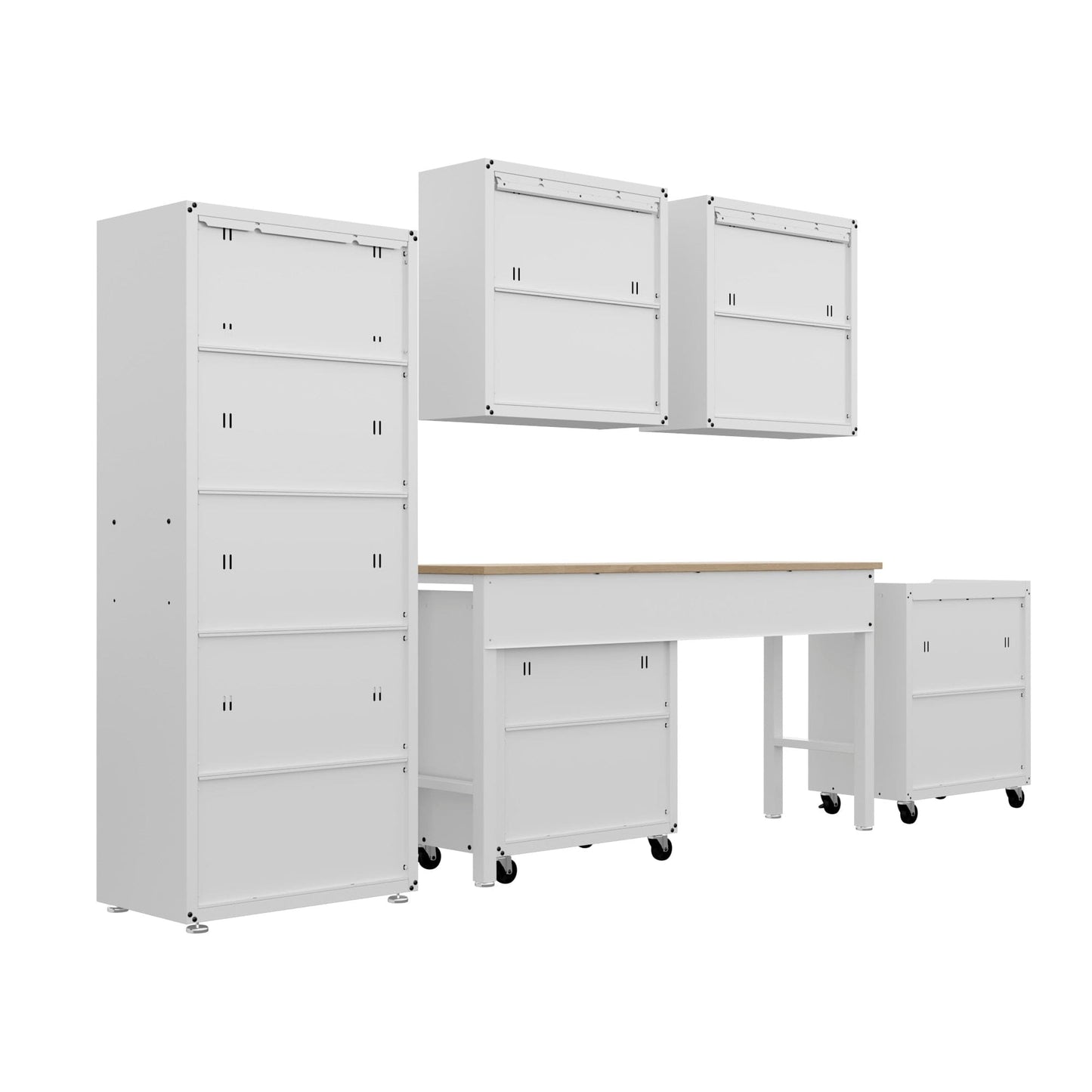 6-Piece Fortress Textured Garage Set with Cabinets, Wall Units and Table