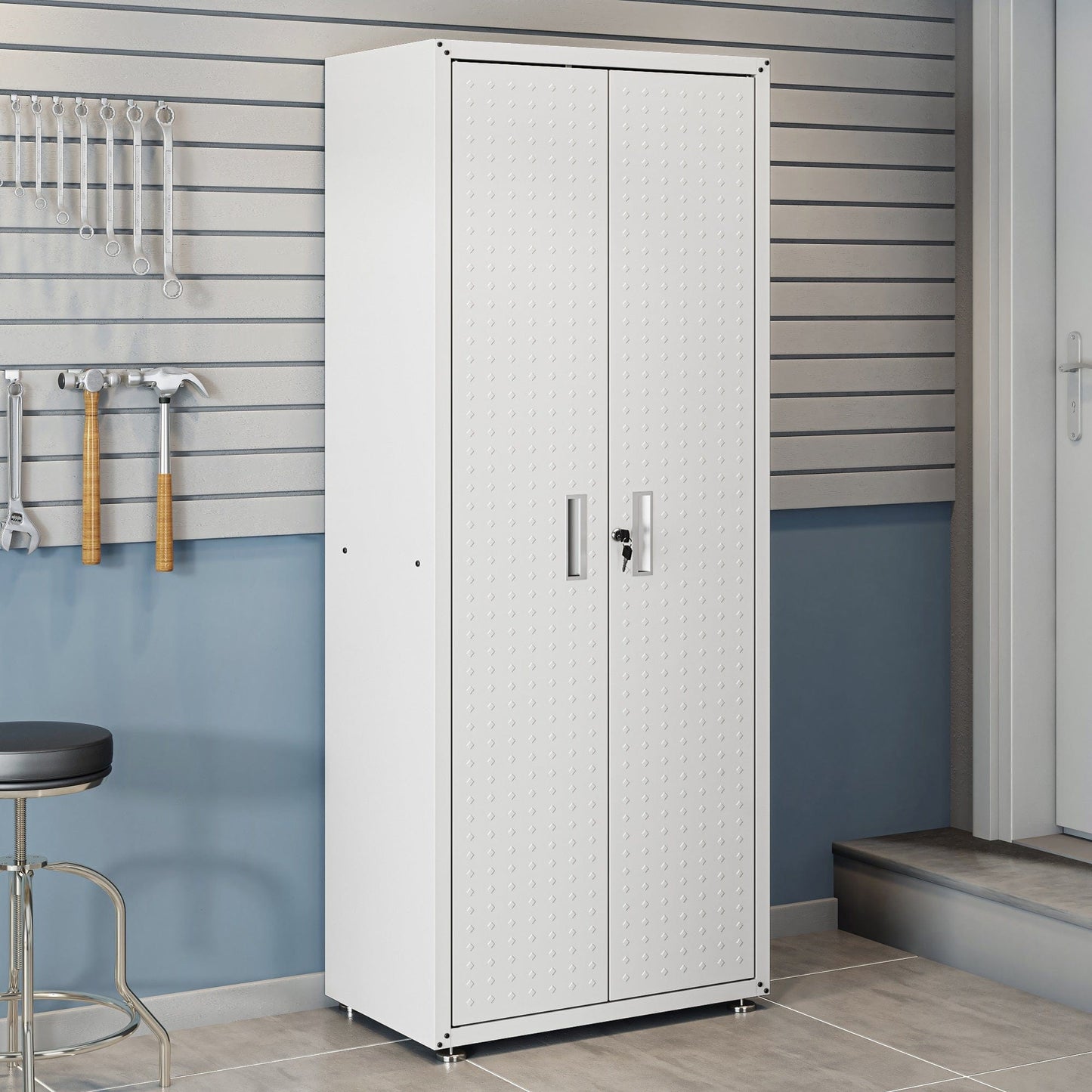 6-Piece Fortress Textured Garage Set with Cabinets, Wall Units and Table