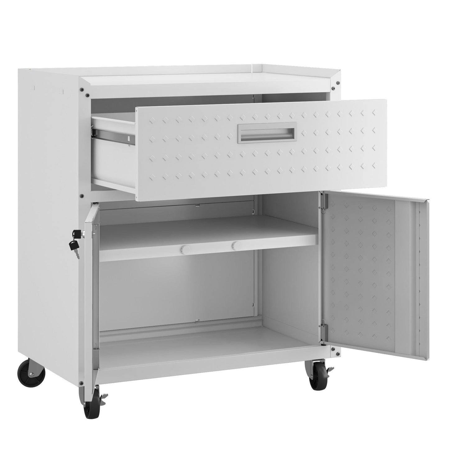 6-Piece Fortress Textured Garage Set with Cabinets, Wall Units and Table
