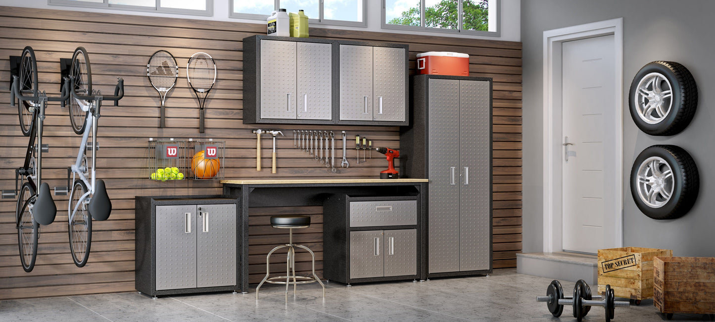 Fortress 72.4" Natural Wood and Steel Garage Table
