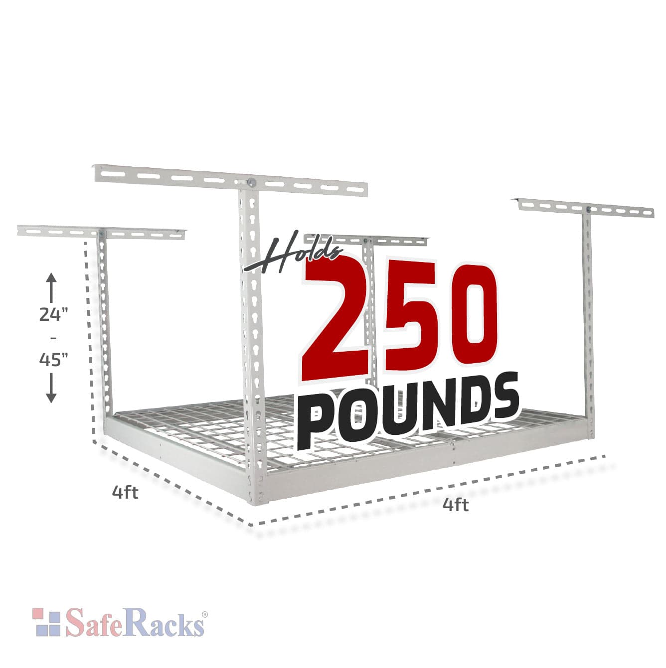 SafeRacks 4' x 4' Overhead Garage Storage Rack
