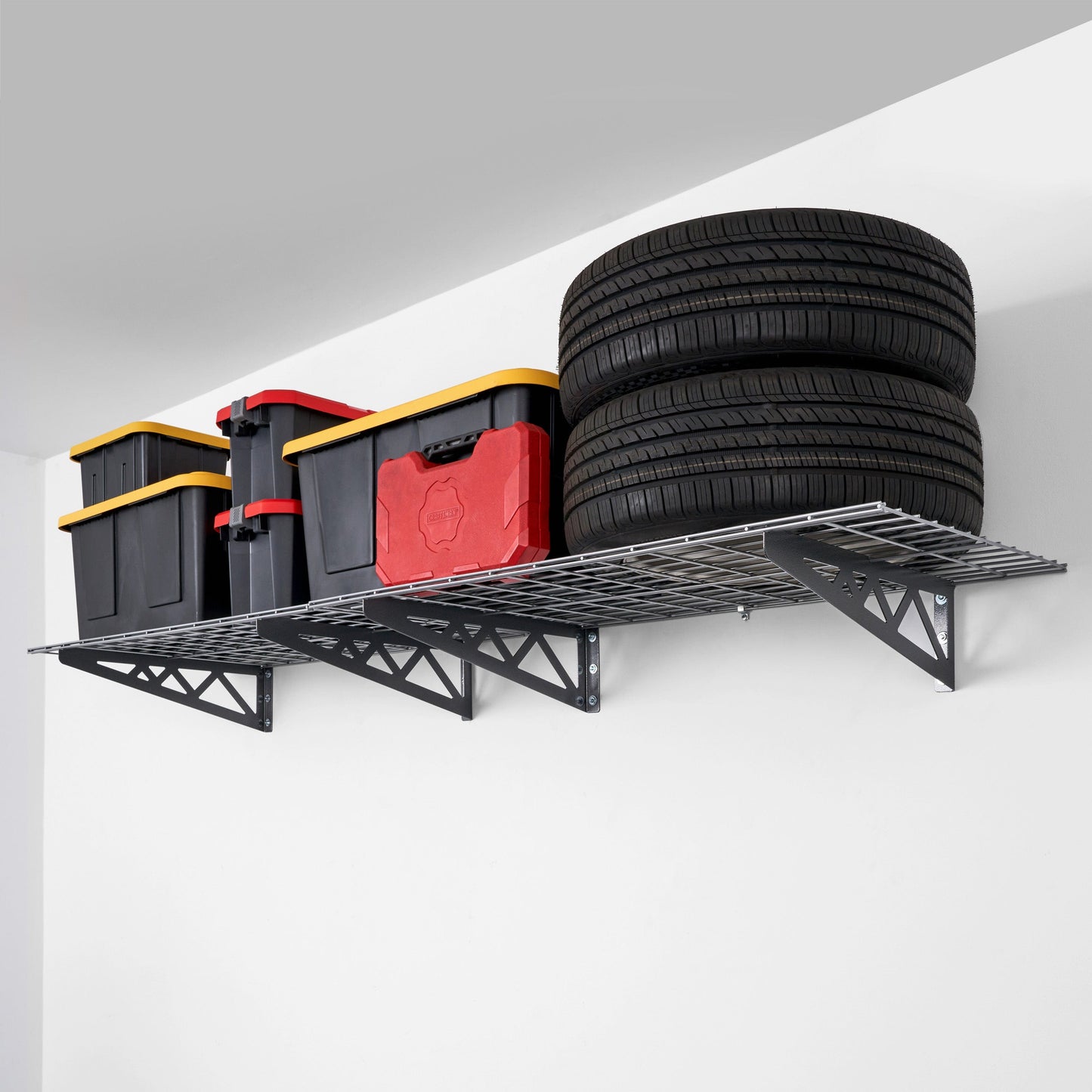 SafeRacks 24" x 48" Wall Shelves Combo (Four Pack with Hooks)