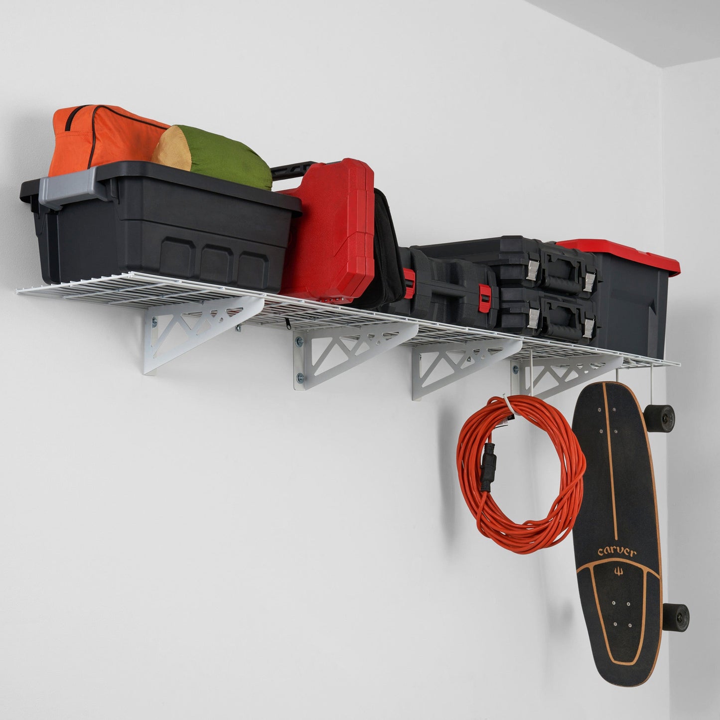 SafeRacks 12" x 36" Wall Shelves (Two Pack with Hooks)
