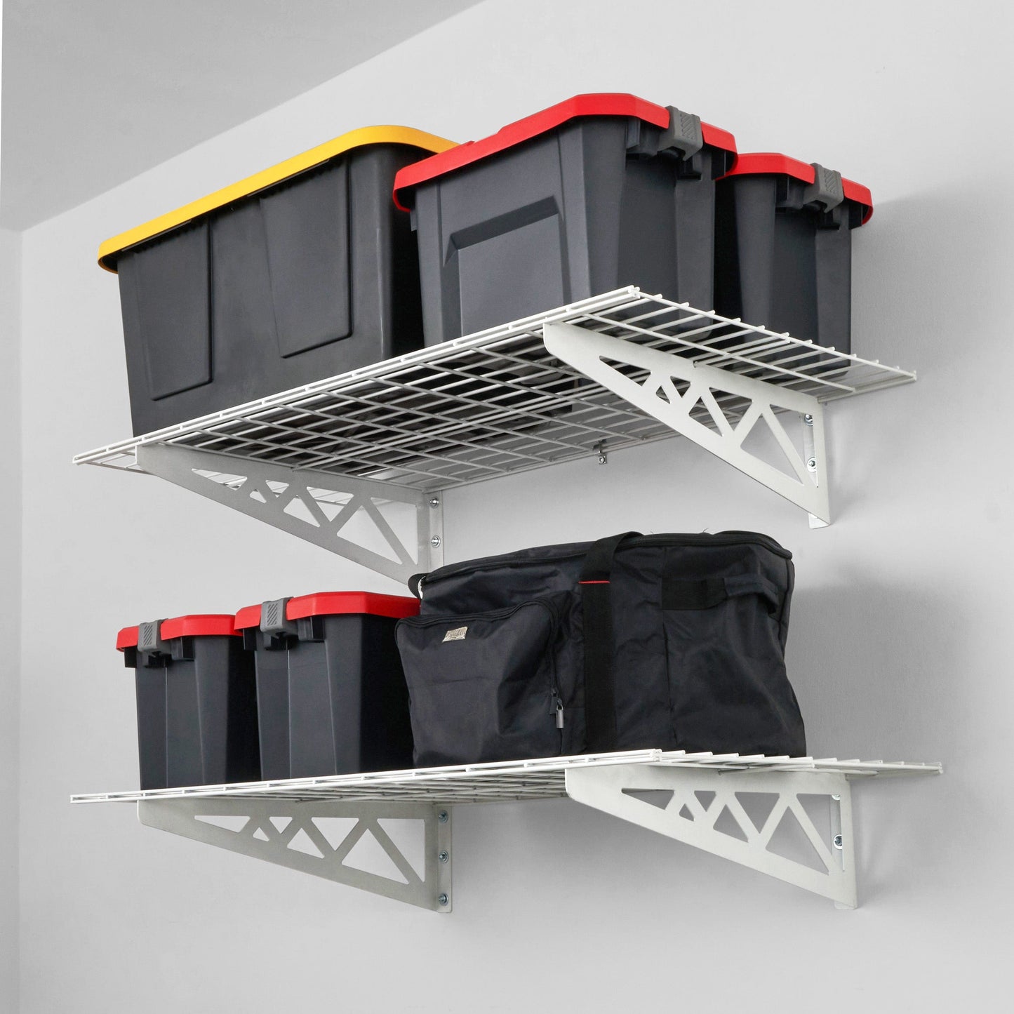 SafeRacks 24" x 48" Wall Shelves Combo (Four Pack with Hooks)