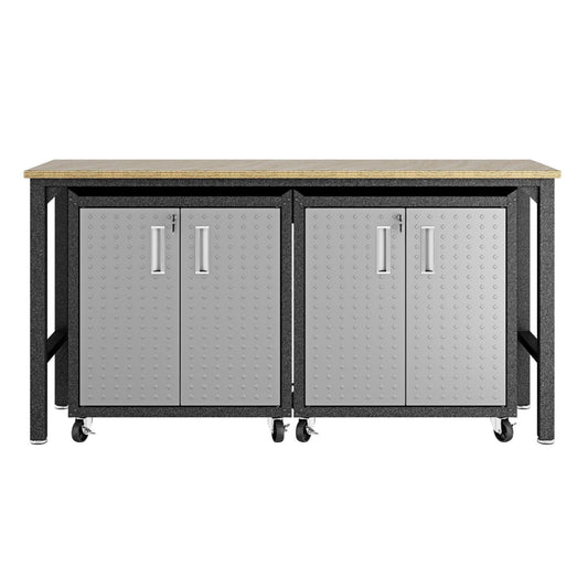 Fortress 3-Piece Mobile Space-Saving Steel Garage Cabinet and Worktable 1.0