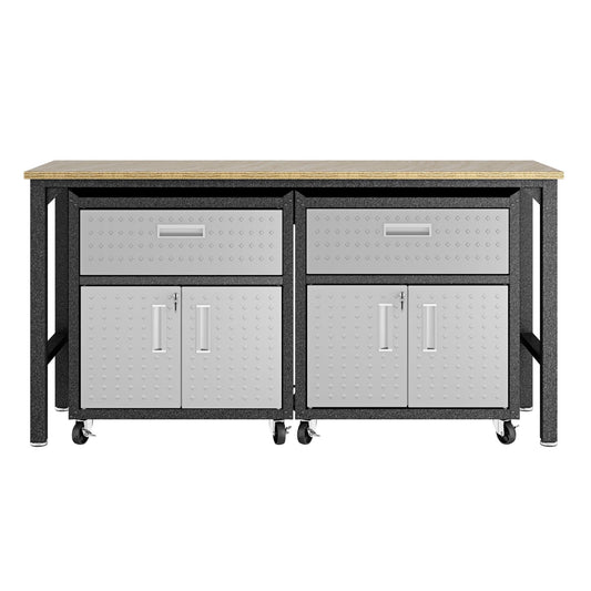 Fortress 3-Piece Mobile Space-Saving Steel Garage Cabinet and Worktable 4.0
