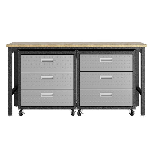 Fortress 3-Piece Mobile Space-Saving Steel Garage Cabinet and Worktable 6.0