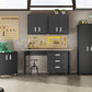 6-Piece Fortress Textured Garage Set with Cabinets, Wall Units and Table