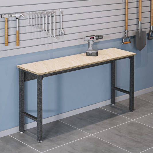 Fortress 72.4" Natural Wood and Steel Garage Table