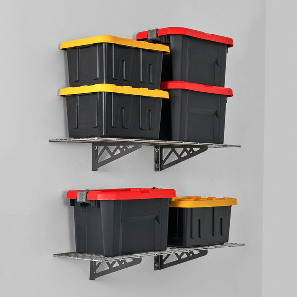 SafeRacks 12 x 36 Wall Shelves (Two Pack with Hooks)
